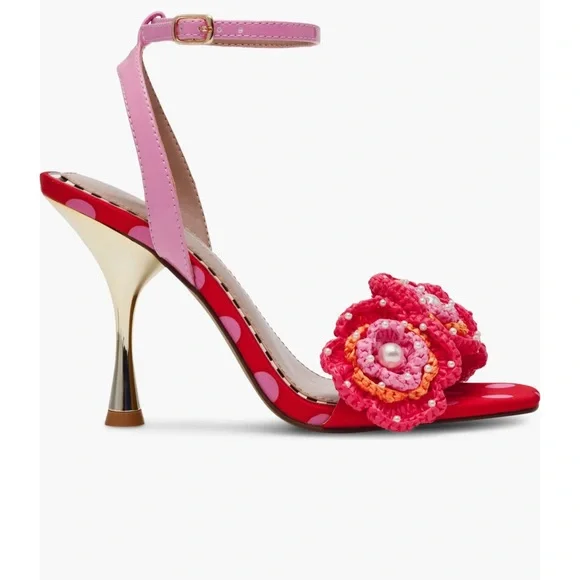 Betsey Johnson Pink and Red Polka Dot Heels - Picture 2 of 6